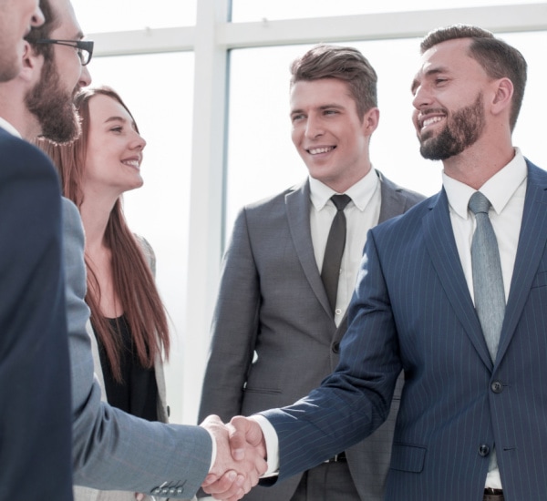 businessman securing a deal.