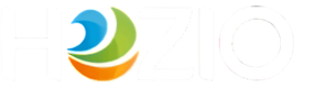 Hozio logo features a blue, green, and orange swirl “O”, fitting for a top SEO Company Long Island.