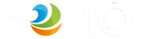 Hozio logo features a blue, green, and orange swirl “O”, fitting for a top SEO Company Long Island.